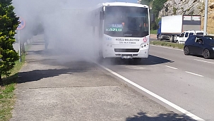 Seyir halindeki otobüste yangın