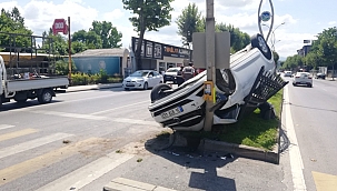 Kazadan kaçan otomobil takla attı: 1 yaralı 