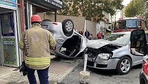 Otomobil takla attı anne kız yaralandı