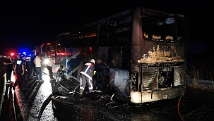 Malatya'da yolcu otobüsü alev alev yandı